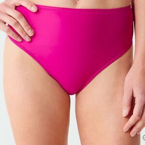 J.Crew Women's High-Rise Bikini Bottom Pink Size S Full Coverage